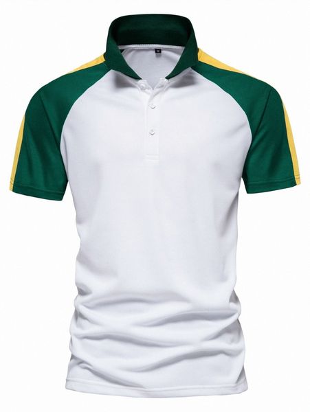 

men contrast raglan sleeve polo shirt g6xo#, White;black