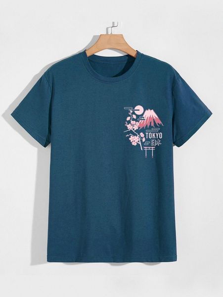 

romwe guys floral letter graphic tee f5oq#, White;black