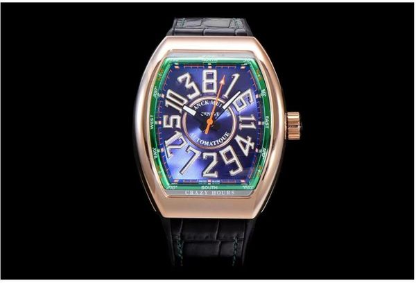 ABF New Crazy Hour Vanguard CZ02 Automático Mecânico 3D Art Deco Dial árabe V45 Mens relógio PVD Black Steel Case Eternity Watches
