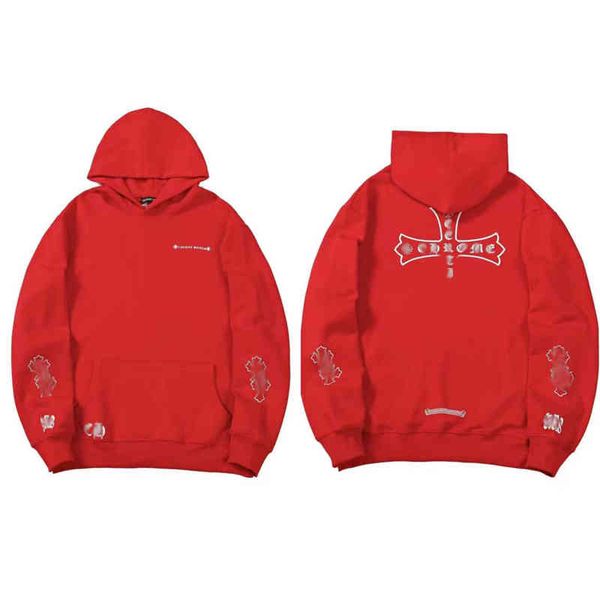 

fashion mens loose sweatshirts classic brand ch designer hoodie horseshoe sanskrit print luxury zipper jacket pullover hooded coat women sw, Black