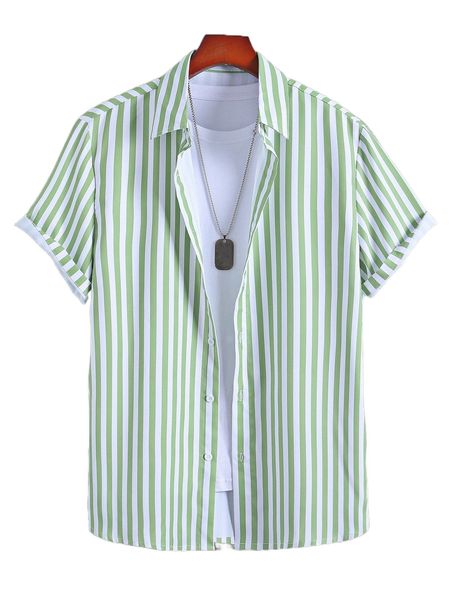 

men striped print shirt without tee x7vp#, White;black