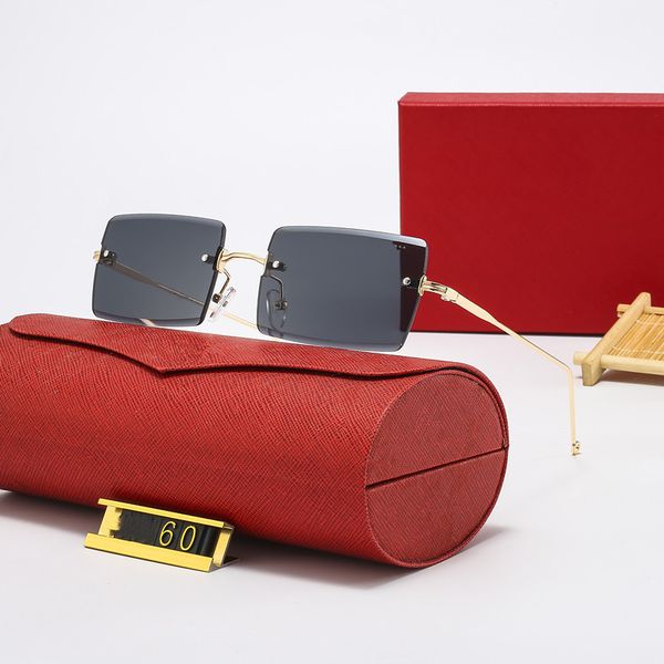 

latest fashion men sunglasses sunshade glasses leopard head composite metal rimless optical frame classic rectangle square gold luxury sungl, White;black