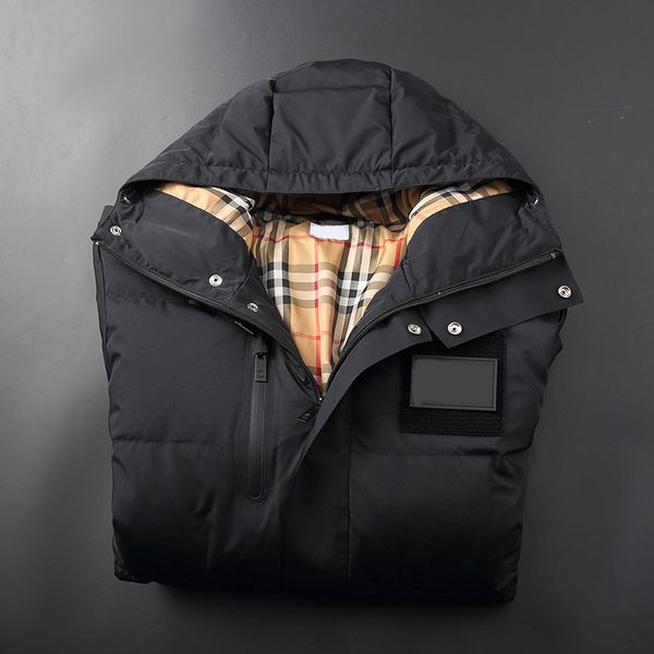 

new winter men's down jackets parka waterproof cloth no wolf fur collar medium to thick style outdoor adventure windproof jacket, Black