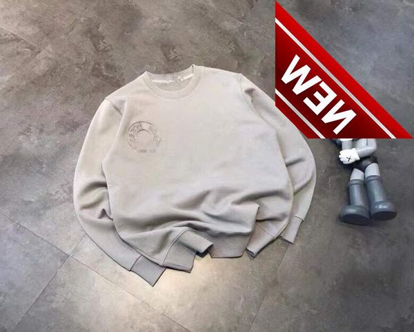 

ch kro laser cutting paste cloth three-dimensional embroidery letter tide brand sanskrit horseshoe couple sweater, Black
