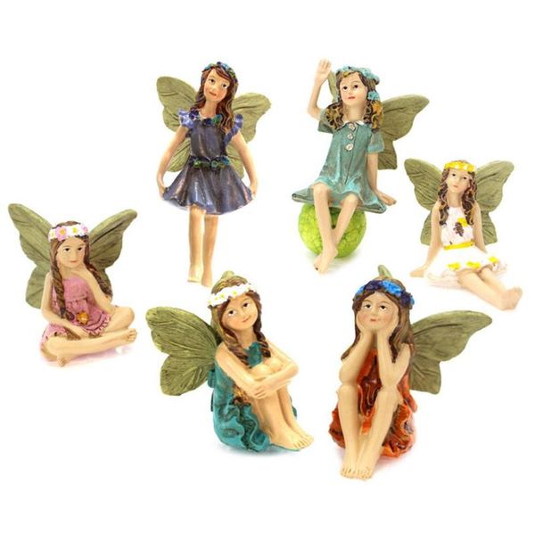 Decorações de jardim 6pcs fadas em miniatura figuras acessórios ao ar livre mini ornamentos de decoração acessórios de estátua Acessórios Garden