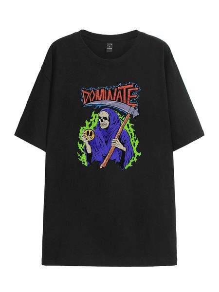

x dominate skeleton & letter graphic tee p18v#, White