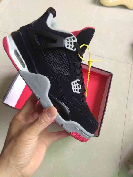 

shoes 4 bred 4s iv men basketball shoesblack cement grey summit white 308497-060 fire red sports