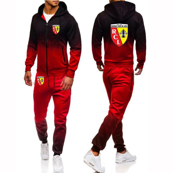 

euro men's tracksuits club rc lens printed men's spring autumn harajuku zipper jacket sport suits gradient hoodies casual sweatpan, Gray