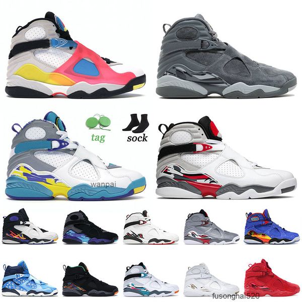

air jorden 8 8s viii mens women basketball shoes white aqua alternate bugs bunny chrome south beach jumpman ovo black trainers sneakers size