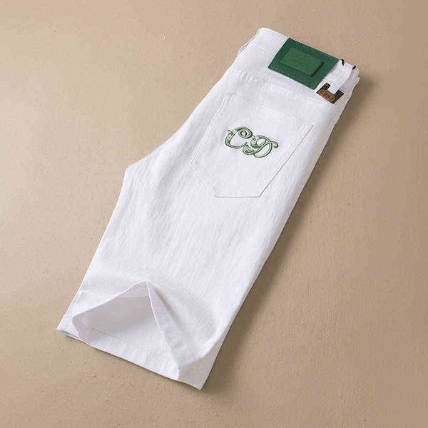

summer 2022 men's white capris middle pants denim shorts, Blue