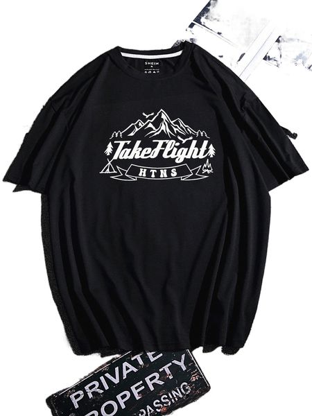 

men mountain & letter graphic tee k7lq#, White;black