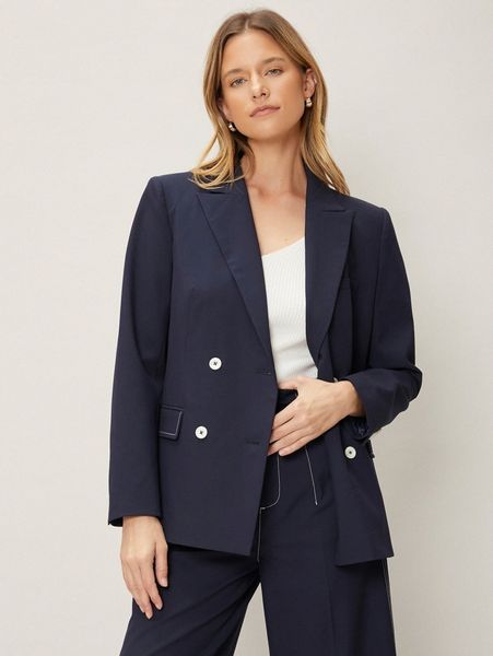

motf premium viscose structured double breasted blazer x1ao#, White