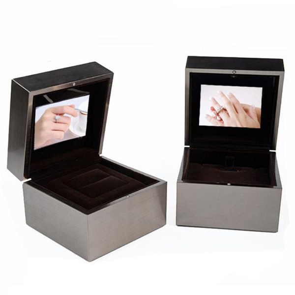 Confezioni regalo Rettangolo Scatola per orecchini moderna Schermata di fidanzamento Custodia per anello video LCD Gioielli per matrimoni Scatole per imballaggio di gioielliRegalo