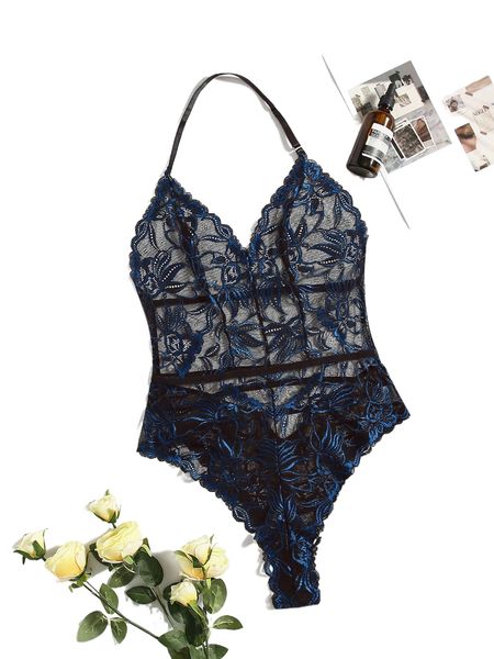 

plus sheer lace teddy bodysuit d8hx#, Black;white