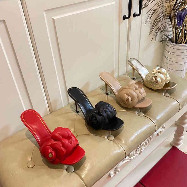 

sandals summer women's shoes temperament flower high heel open toe thin square head out sandals, Black