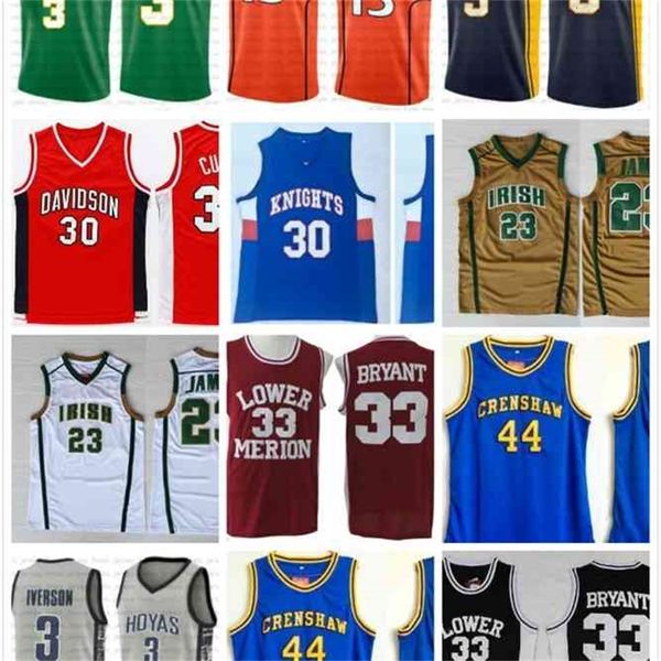 Nikivip 30 Curry NCCA Jersey Kawhi Men James Iverson inferiore ANTHONY 15 33 bryant 23 LeBron Stephen high school iverson 3 college Basketball Maglie