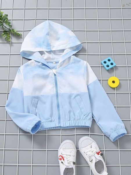 

toddler boys tie dye zip up hooded jacket she, Blue;gray