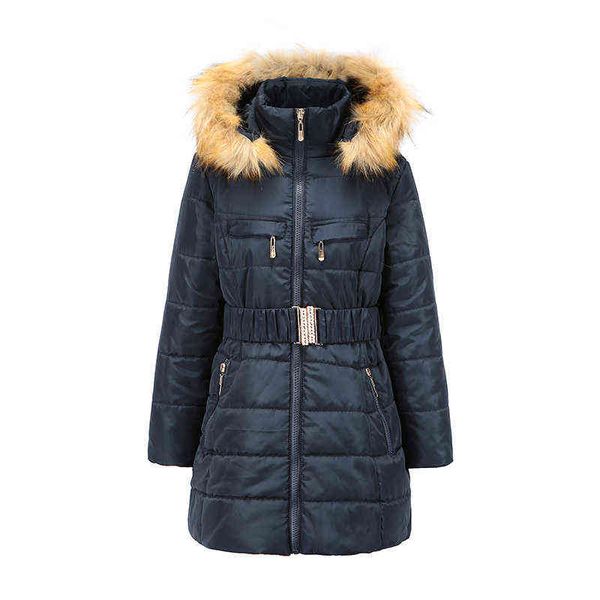 

girls winter jacket hooded fur collar children jackets cotton parka jacket kids winter outerwear thicker warm clothes girls clothing j220718, Blue;gray