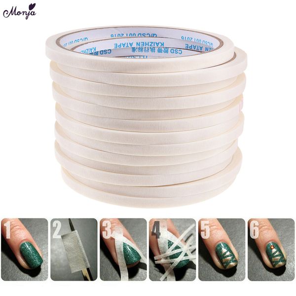 

monja 1pcs 345mm nail art stripe adhesive tape rolls decoration guide design tips diy white striping sticker manicure tools 220518, Black
