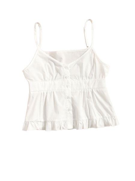 

single breasted ruffle hem cami 15hw#, White