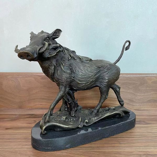 

wild boar statue bronze pig sculpture animal wildlife sculpture garden interior decoration vintage art ornament crafts, Silver