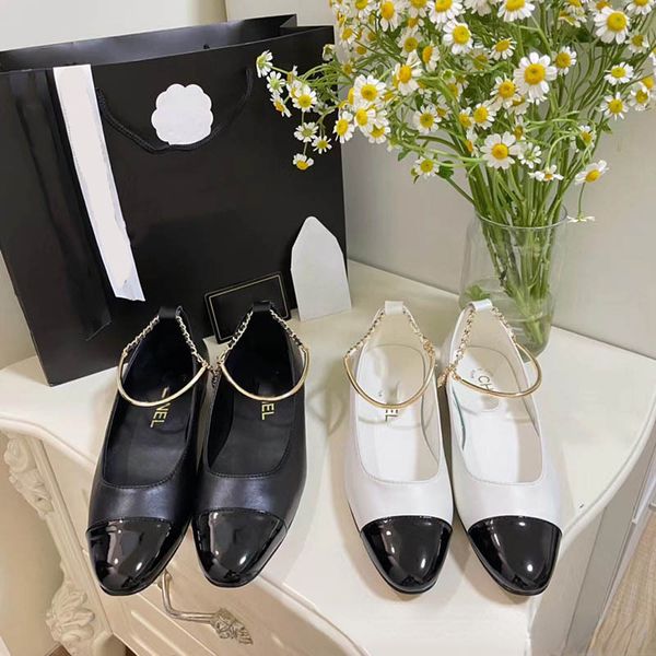 

low heel shallow mouth metal buckle flat shoes round toe shoes, Black