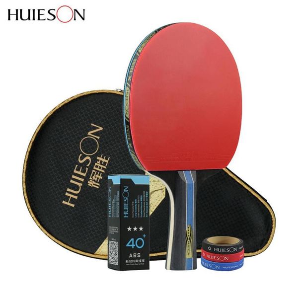 

huieson 4 star carbon fiber table tennis racket double pimples-in rubber pingpong racket with bag table tennis ball edge protect c307j