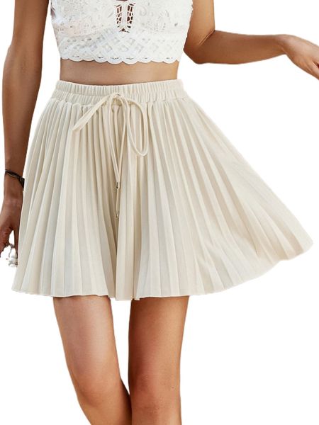 

solid pleated skirt g7ef#, Black