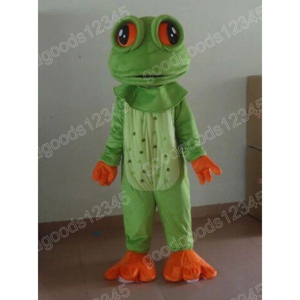 

performance green frog mascot costumes halloween fancy party dress cartoon character carnival xmas advertising birthday party costume outfit, Red;yellow