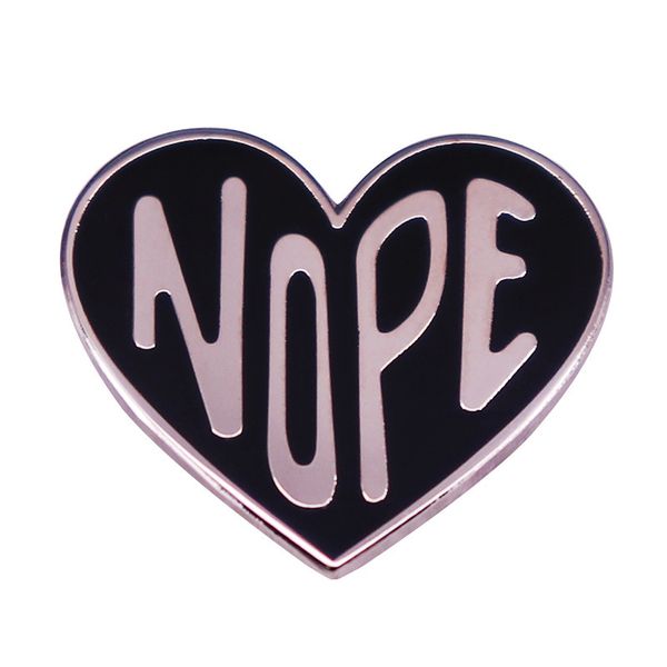 

nope black heart brooch gothic punk alternative badge, Blue