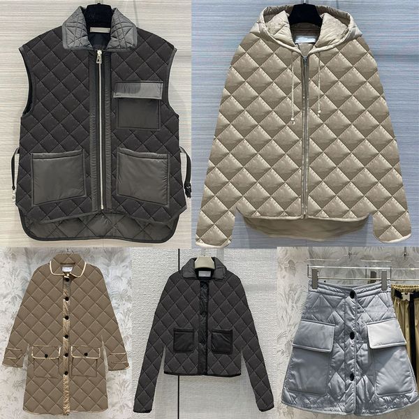 

plaid pattern hooded down jackets designer brand coats winter keep warm jacket for women, Black