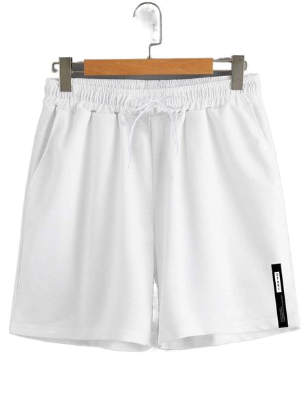 

men letter graphic drawstring waist shorts z34x#, White;black