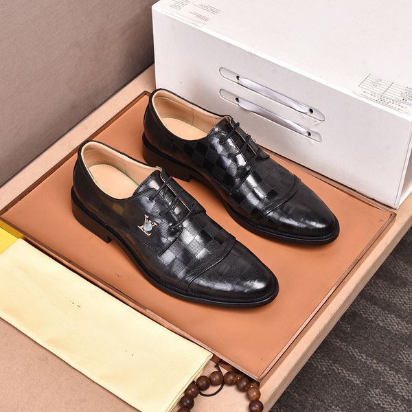 

style mens casual genuine leather slip on flats formal wedding dress shoes classic men brand brogues business oxford shoes size 38-45, Black