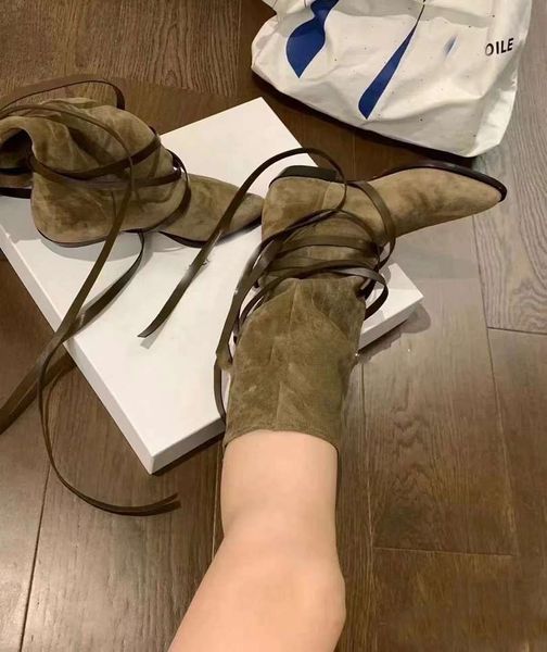 Lüks yeni im kadın diz botları yaz kış kar şövalyesi moda 100% süet deri retro bandaj parti ayakkabı boyutu 35-40