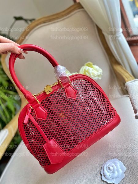 

neo alma bb purses designer bags hollow out monograms patten black red canvas inner bag compact charm flower letter tote long shoulder strap