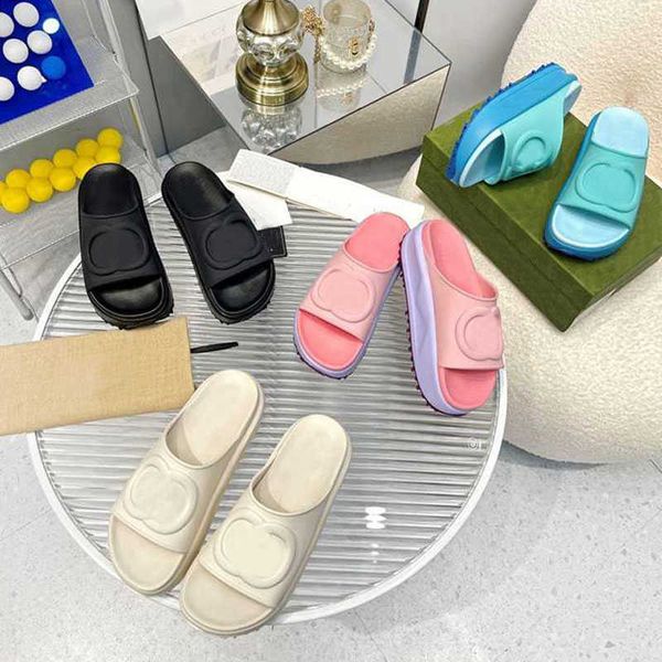 

designer sandals interlocking g slide slippers women foam slippers thick bottom sandal summer beach big head slides non slip sole platform, Black