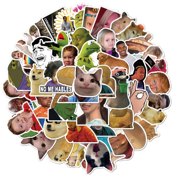 

new 50pcs funny network emoticons cartoon graffiti stickers diy lapguitar luggage fridge waterproof ins sticker classic kids toy