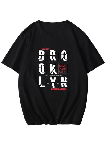

men letter graphic tee 35g2#, White;black