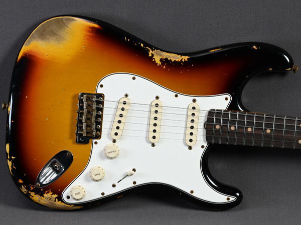 

custom shop st late 61 heavy relic 3 tone sunburst-electric guitar
