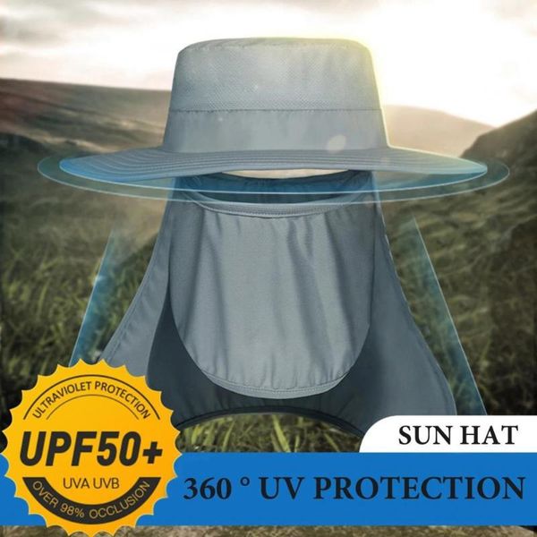 Berretti Cappello da sole Secchio traspirante Protezione a 360 gradi Resistente ai raggi UV Staccabile Antigraffio Pesca all'aperto Cappellini unisex