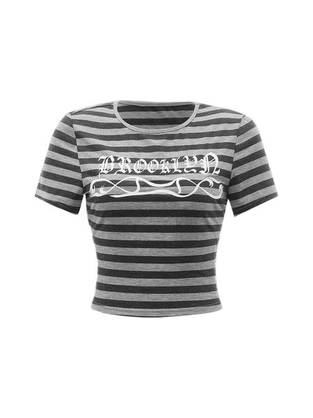 

striped & letter graphic tee f2wi#, White