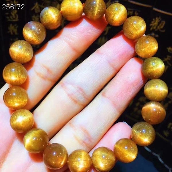 

natural gold sunstone moonstone bracelet 10.2mm women stretch light crystal clear round beads aaaaaa, Silver