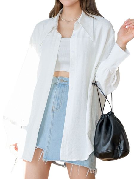 

dazy solid drop shoulder textured blouse o0v6#, White