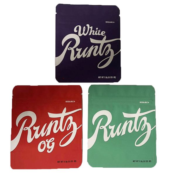 

3.5g white runtz packaging mylar bags empty pink red runts og plastic packing bag smell proof resealable zipper baggies