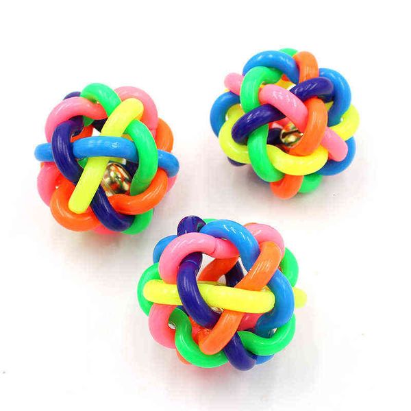 

pet dog toys colorful woven bell toy ball dog bell ball large, medium and small sounding toys