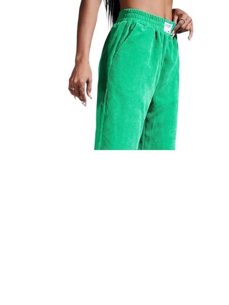 

letter patched slit hem corduroy pants v67y#, Black;white