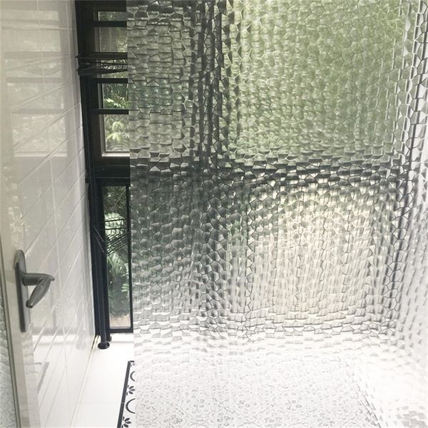 Curta de chuveiro transparente em 3D impermeável com salto múltiplo com ganchos Bathing Sheer Home Decoration Bathroom Acessários D25 220517