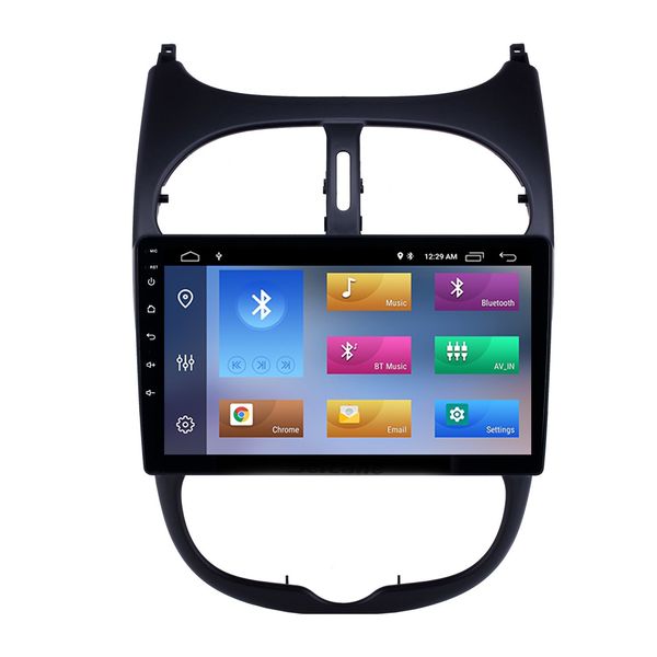 HD Touchscreen Car DVD 9 polegadas Jogador Android GPS Navegação Rádio para 2000-2016 Peugeot 206 com Bluetooth Aux WiFi Suporte Carplay TPMS Dab +