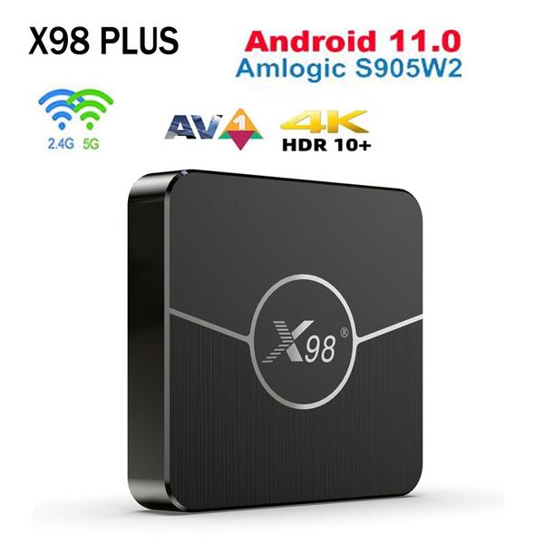 X98 PLUS TV Box Android 11.0 Amlogic S905W2 Suporte AV1 2.4G 5G WiFi BT Media Player Set Top Boxes 2G 16G 32G 64G