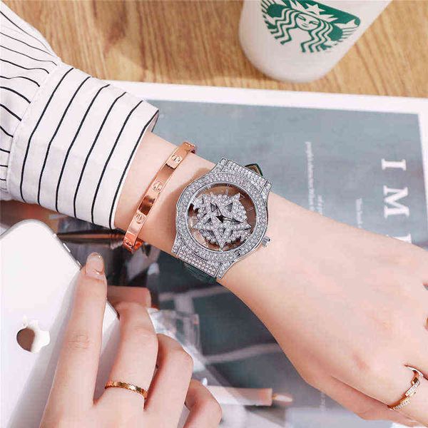 

tiktok explosion celebrity high-end large dial wristwatches diamond-studded star three-eye diamond-studdeds waterproof quartz watch 3k9c, Slivery;brown